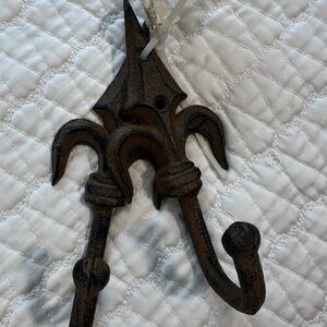 Fleur de Lis Rustic Brown Wall Hook Brand New with tags.  2 pieces iron